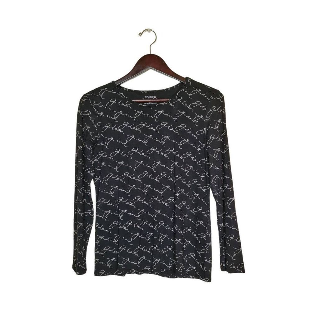Chico's Karina Glam Girl Women's Long Sleeves Knit Tee Top Size 0
